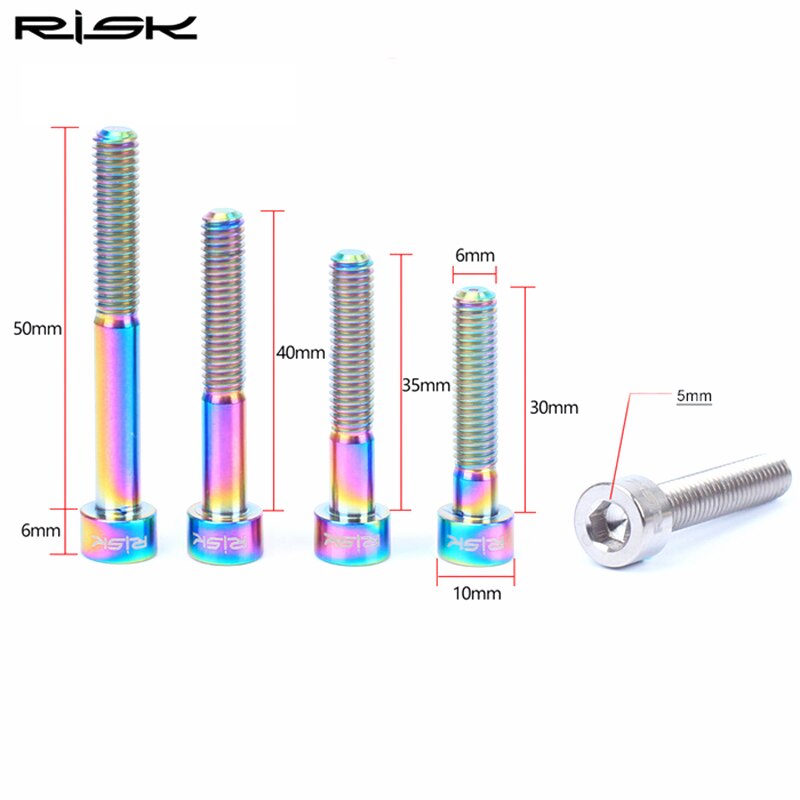 Risiko 1 stk  m6 x 30/35/40/50mm titan bolt for sykkel hodesett bolt 1 1/8 ti stamme hette bolt sykkel kolonne skrue sykkel hodesett deler
