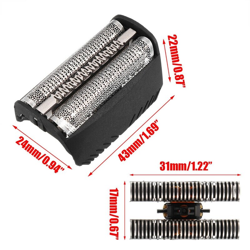 2Pcs Voor Braun Combi Pack 30B 310 330 Scheerapparaat Shear Hoofd Blade & Blade Blok
