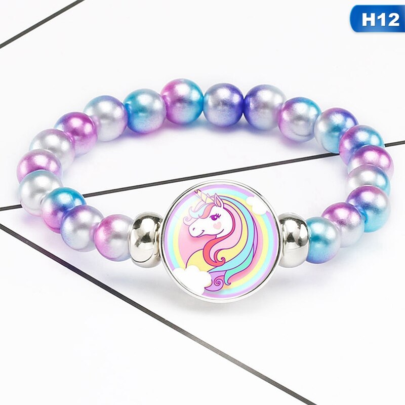 freundlicher Karikatur Einhorn Armbänder Schnur Schmuck Stein Armreif Einhorn Perlen Armbinde Geburtstag Partei freundlicher Armbinde: 12