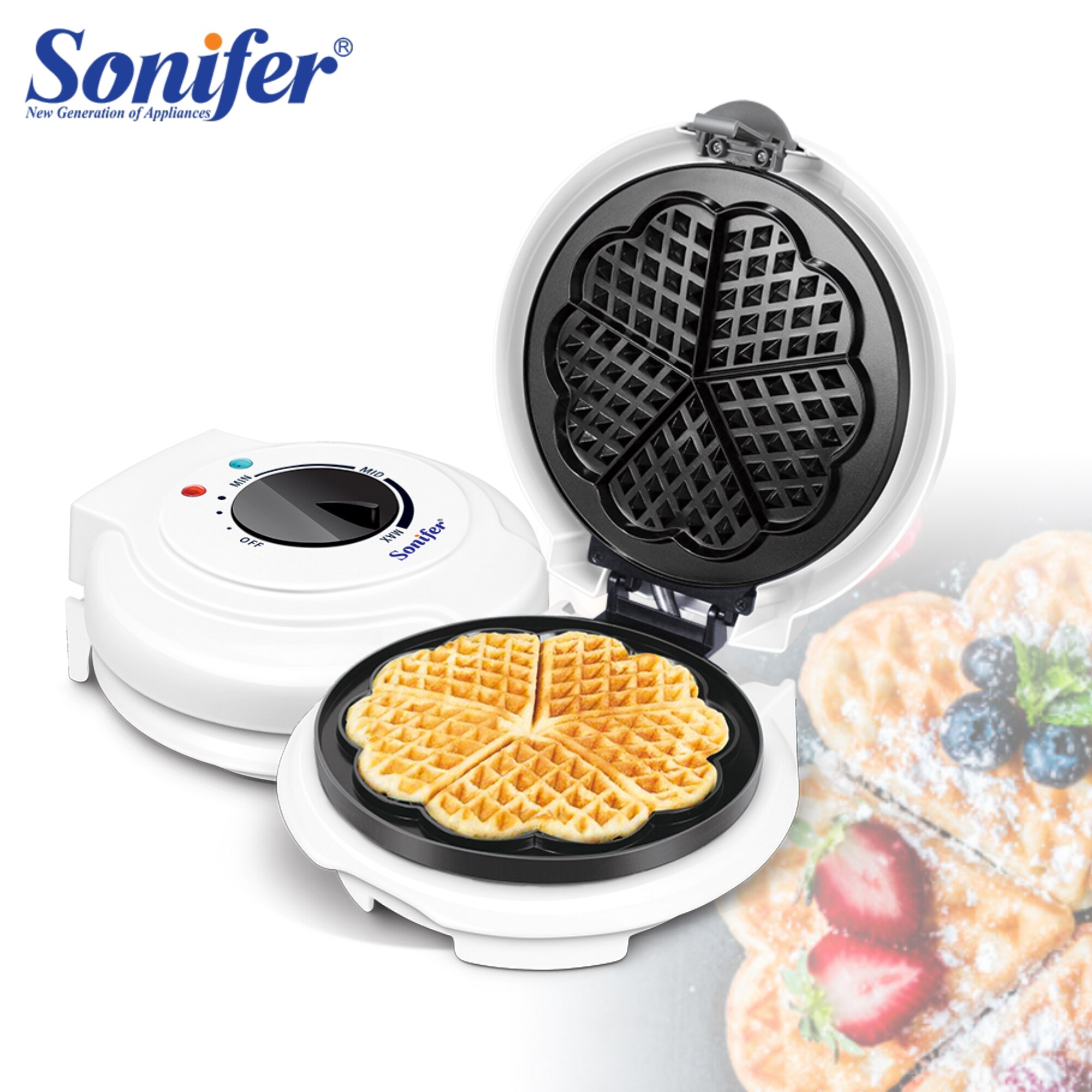 Waffles Coating Machine 750W Electric Waffles Maker Machine Adjustable Tem... – Grandado