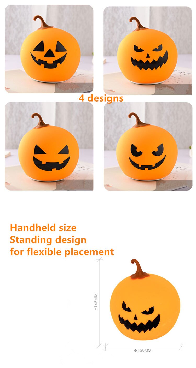 Unique Halloween Pumpkin Shape With 3 Different Lighting Modes Colorful Led lighting toy with 1200 mAh Li battery
