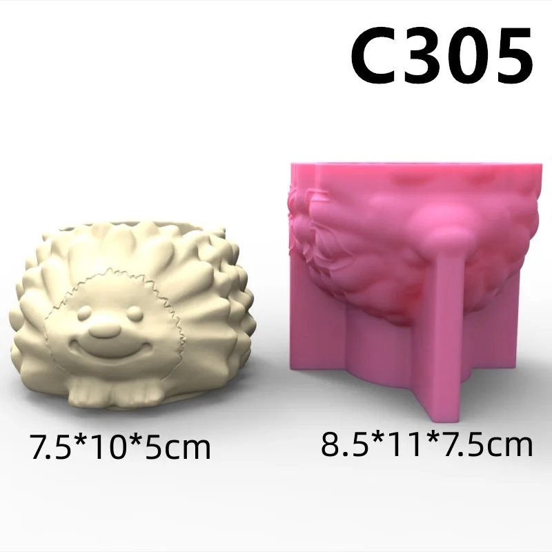 Stampo in silicone Mucca Pecora Riccio Elefante zebra Vaso di fiori Portapenne succulente Fai da te Creazione di resina Vaso di cemento cactus silicone: Luce Verde