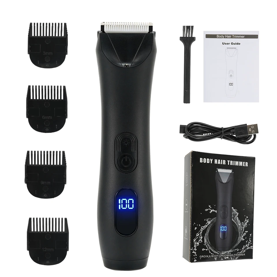 Depilación para hombres, zonas íntimas, lugares, parte, corte de pelo, afeitadora, cortaúñas húmedas y secas, axila púbica, pelo corporal, maquinilla de afeitar de higiene definitiva: Negro