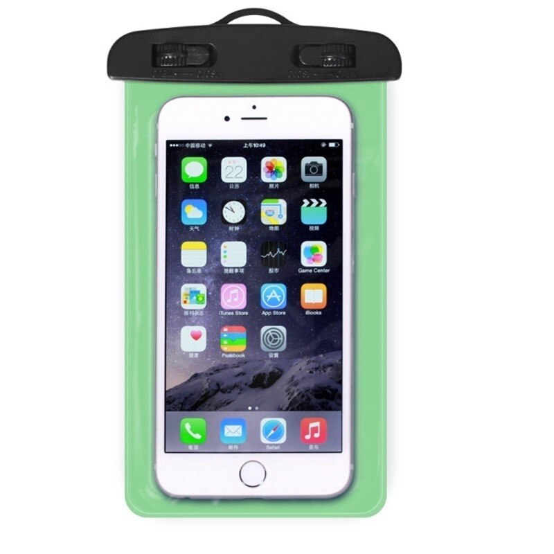 Touch vandtæt mobiltelefon tasker pvc universal mobiltelefon tør pose dække svømning dykning opbevaring taske telefon taske taske 105 x 175mm: Grøn