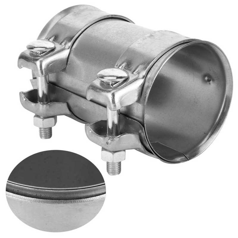 Conector de tubo de escape, abrazadera doble, manga de acero inoxidable, Universal, 3 en 76mm