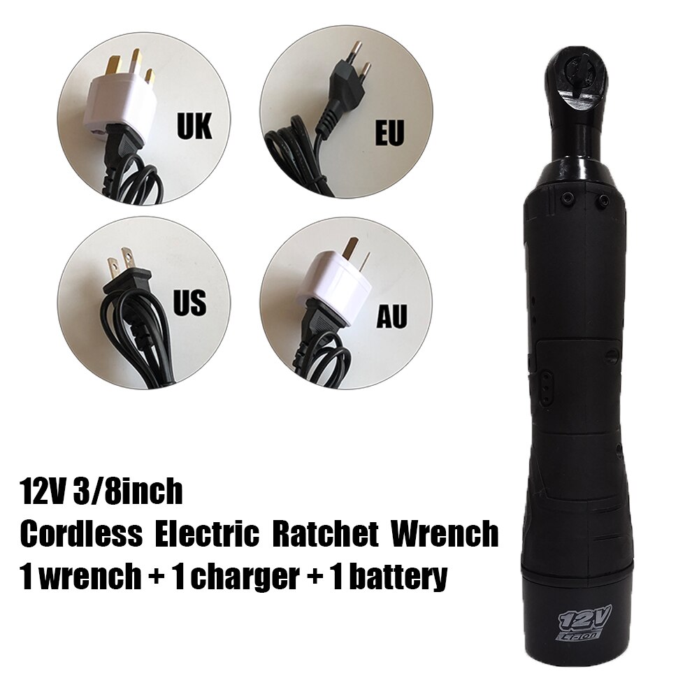 12V Electric Wrench 3/8 Inch Cordless Ratchet Right Angle Wrench With LED Light Batteries Kit Rechargeable Scaffolding