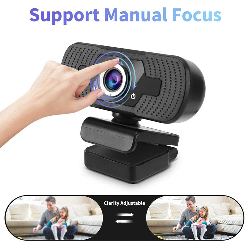 Webcam Full Hd 1080P, Webcam Usb integrata nel microfono supporto messa a fuoco manuale Plug and Play Web Camera con treppiede Pc
