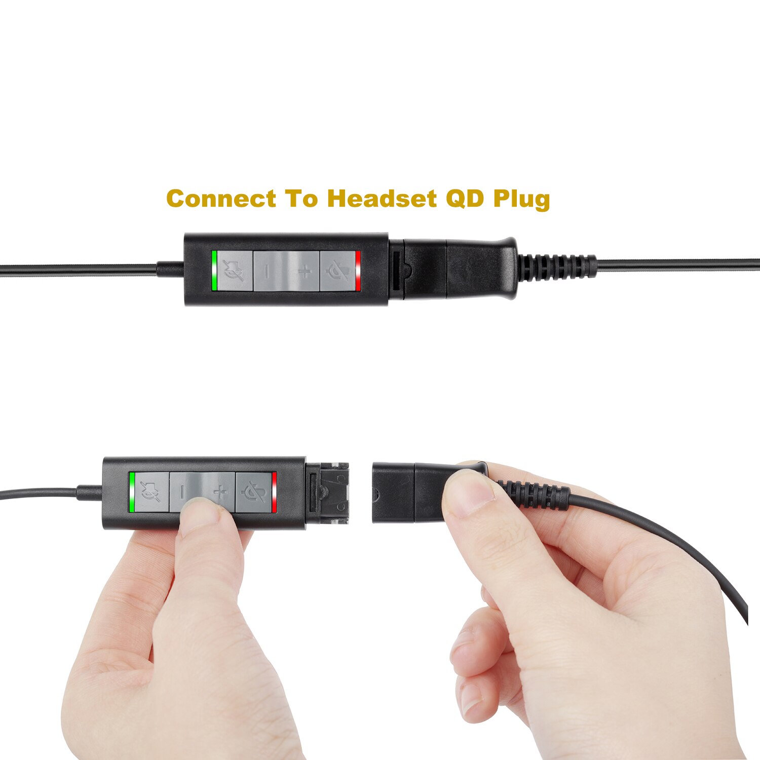 Wtyczka USB przewodowe słuchawki do laptopa, komputera, komputera, zestawu słuchawkowego z redukcją szumów Call Center, kompatybilny z Plantronics QD