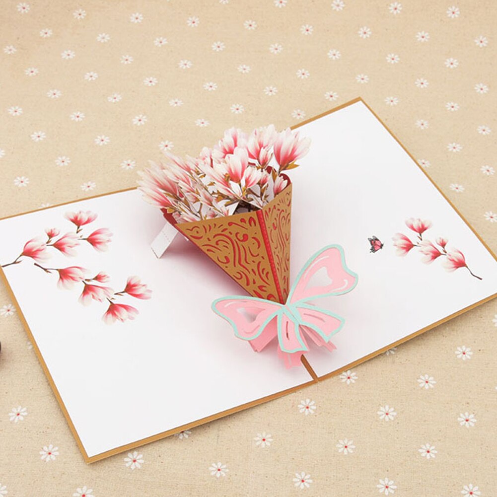 3D Pop Up Cards Flower Bouquet Greeting Card Anniversary Mothers Day Valentine Birthday Christmas Cards For Mom Sympathy