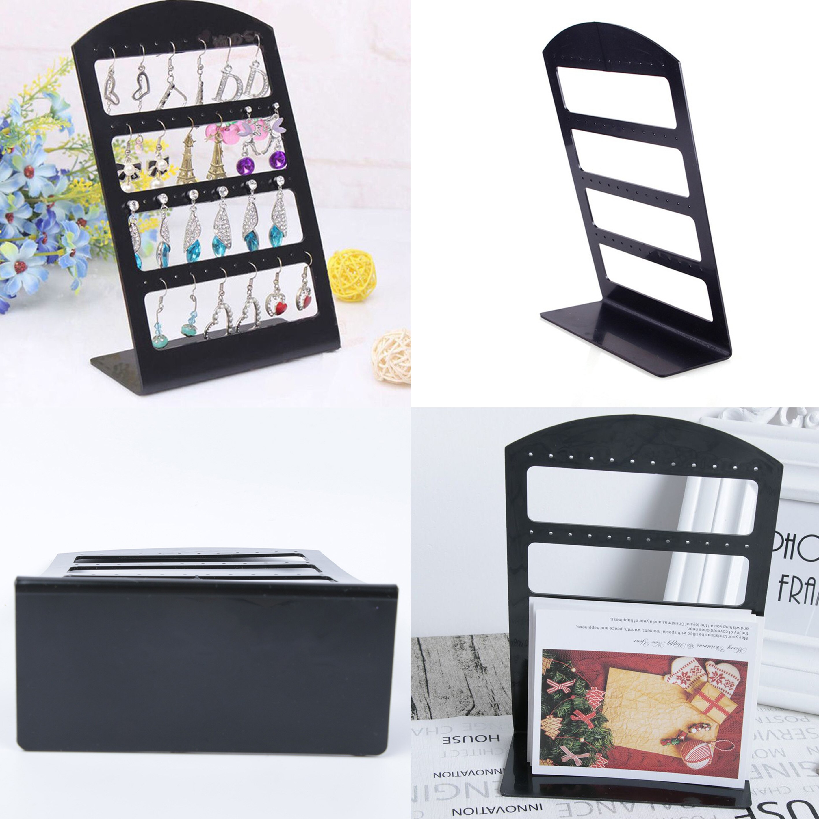 Mode 24/48/126 Gaten Sieraden Earring Organizer Stand Black Clear Plastic Ear Stud Houder Showcase Armband Display Rack