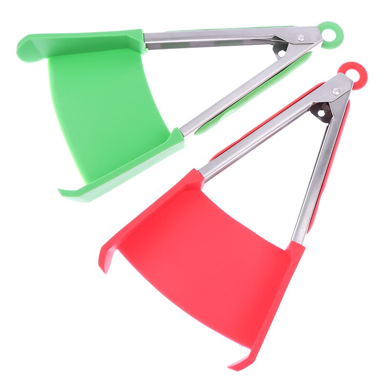 2 In 1 Smart Keuken Spatel En Tang Non-stick Hittebestendige Rvs Frame Silicone Tang Keuken Gereedschap gadget