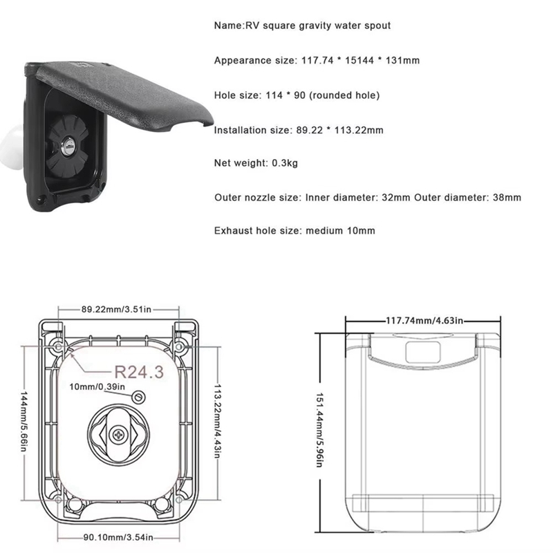 Camper Gravity Water Inlet+Cover RV Fresh Water Fi... – Grandado
