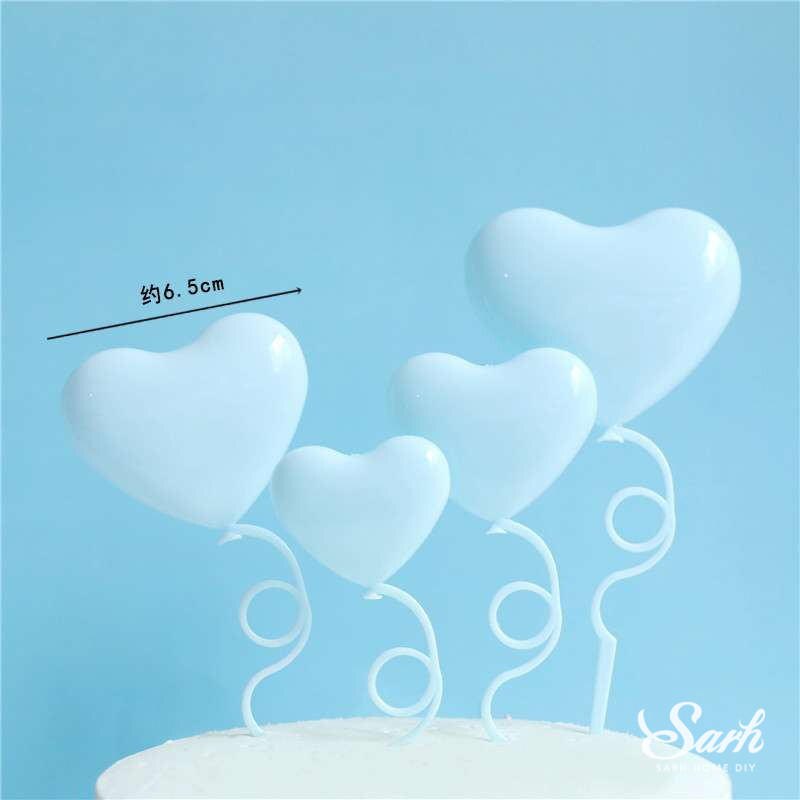 Décoration de la tête souris rose et bleu | En forme de cœur, moulin à vent, décoration de gâteau joyeux anniversaire, pour fête, fournitures de pâtisserie,: 4pc hearts set A