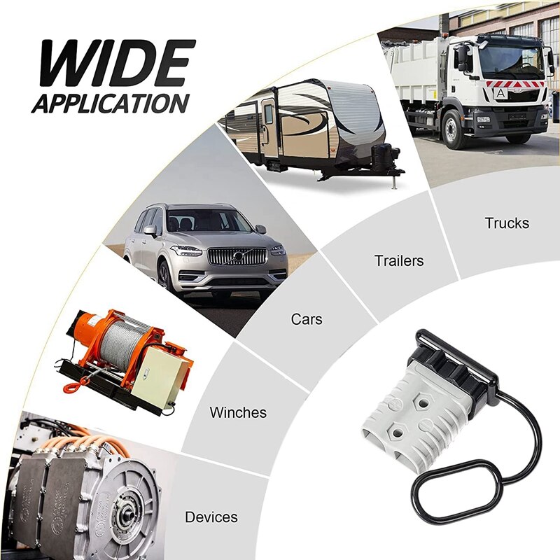 2Pcs 2/0 AWG 350A Battery Power Connector Cable Quick Connect Disconnect Kit Anderson Connector for Winch Trailer