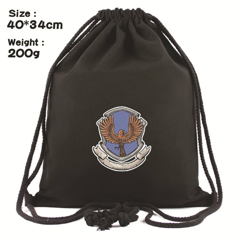 H.Potter Drawstring Canvas Backpack Men Women Shopping Bag Student School Bag Outdoor Storage Bag: 11