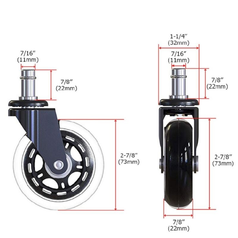 5Pcs 11X22Mm Bureaustoel Wielen Wivel Rubber Zwenkwiel Veilig Rolling Caster Vervangingen Voor Meubelen