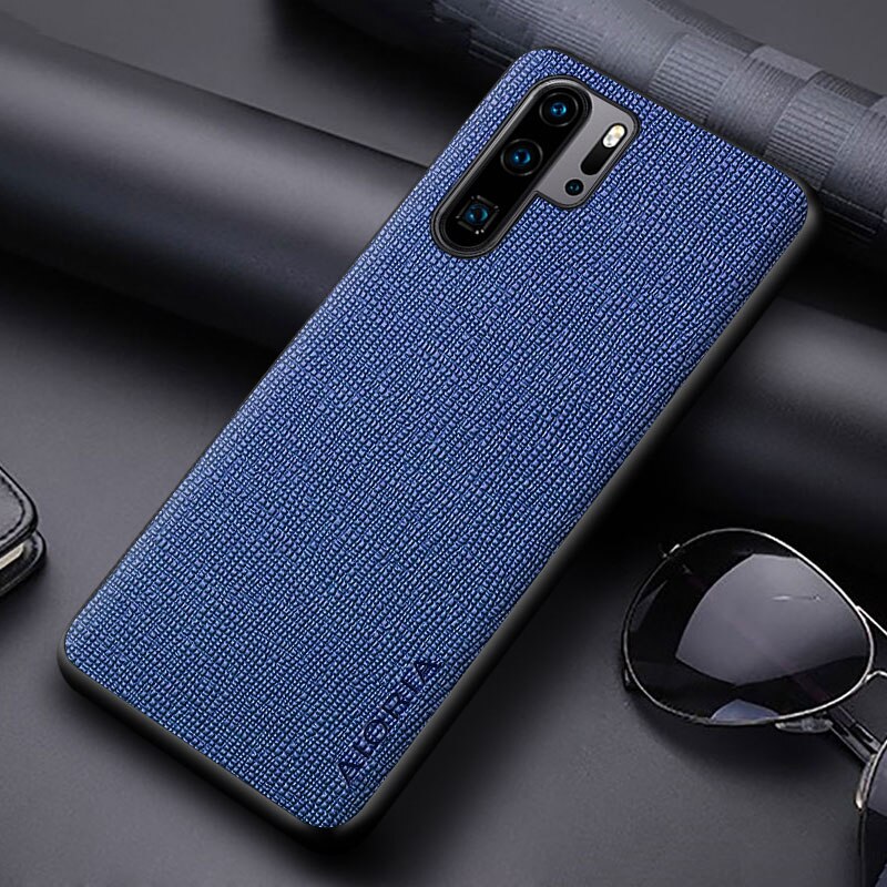 Case for Huawei P30 Pro P30 Lite coque Concise cross pattern Pu Leather soft TPU&amp;Hard PC phone cover for huawei p30 pro case: For P30 Lite / Dark Blue