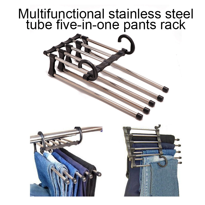 5 in 1 Rvs Multifunctionele Retractable Broek Rack Broek Hanger