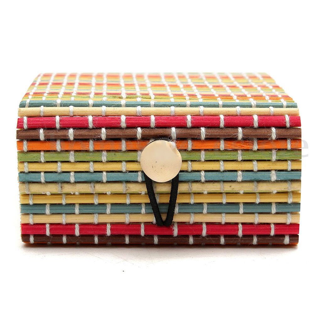 Bamboo Wooden Jewelry Box Ring Necklace Earrings Sundries Storage Case Holder Bamboo Jewelry Box/joyeros organizador de: colorful