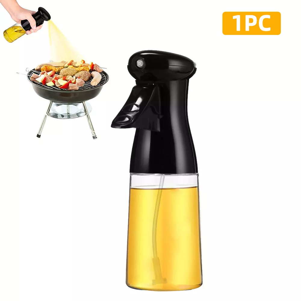 200Ml Olie Spuit Voor Koken Hervulbare Olijfolie Dispenser Spray Veelzijdige Azijn Fles Lucht Friteuse Keuken Bbq Salade Bakken: 1Pc Black