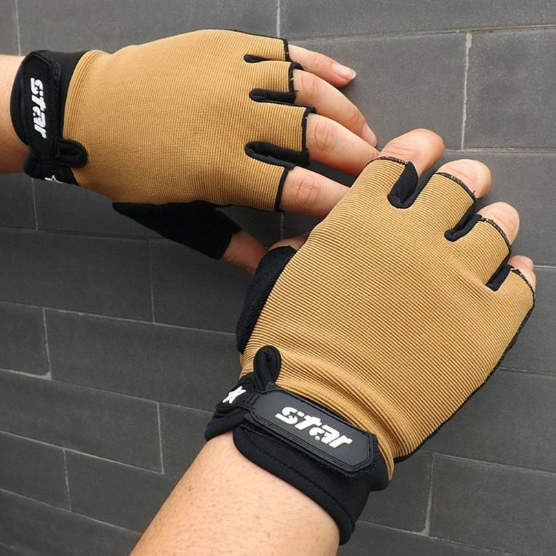 Mannen Antislip Cycling Bike Gym Fitness Sport Half Vinger Handschoenen Hand Protector Gewichtheffen Sport Fietsen Handschoenen