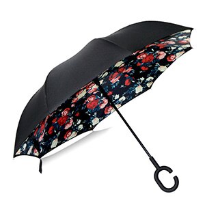 Paraguas invertido de doble capa para hombre, sombrilla de doble capa de mango largo plegable, a prueba de viento, con gancho en forma de C, para golf y coche, 2022 Ho: C