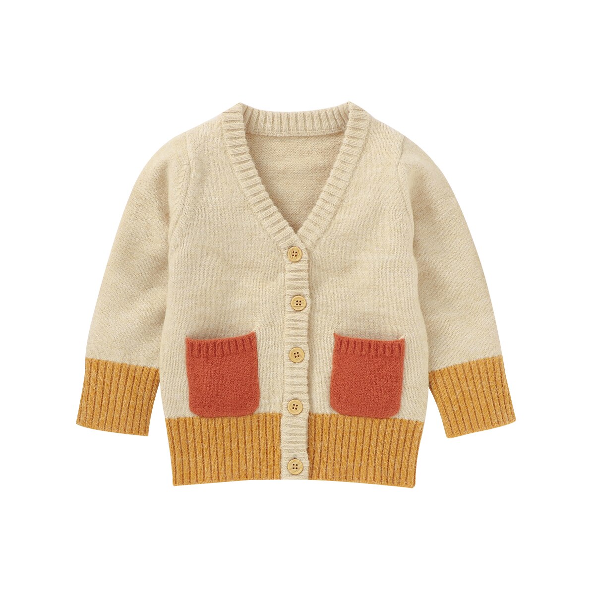 automne automne 0-24M infantile bébé filles garçons couleur bloc tricoté manteau poches à manches longues simple boutonnage Cardigan