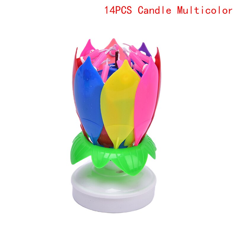 Vela Musical giratoria de flor de loto de feliz cumpleaños, para niños, velas para de cumpleaños, adornos de pastel de 1 pieza: N13