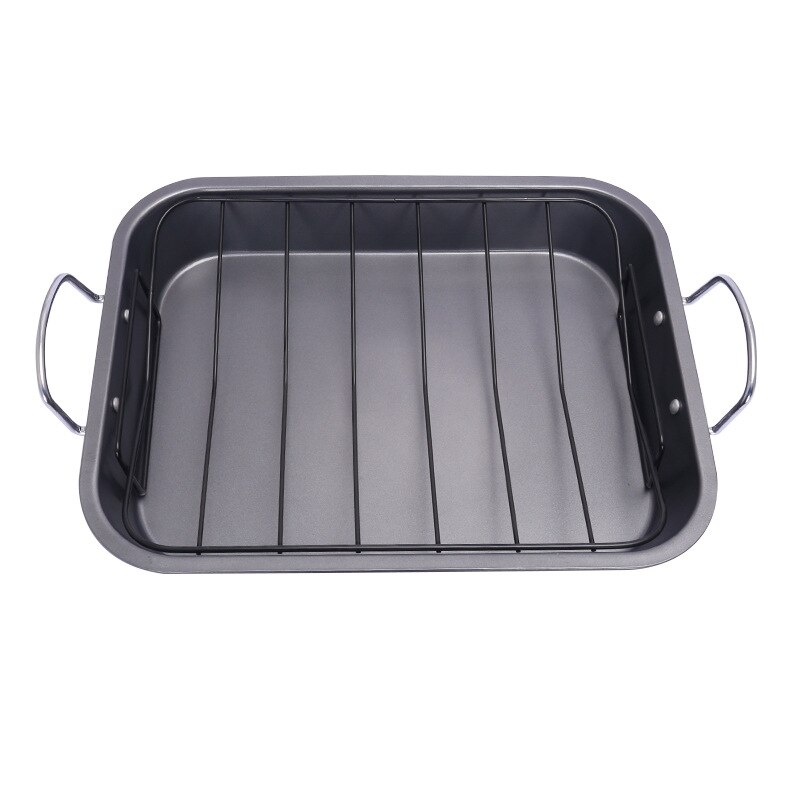 Kitchen Stainless Steel Nonstick Rectangular Deep Dish Roasting Pan Barbecue Bakeware Roaster with Rack BBQ for Oven Baking
