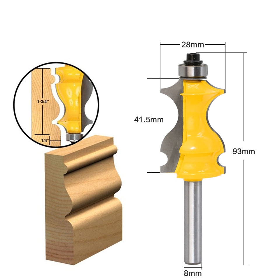 1pc 8mm- schachts vis leuning bit architectonische hardmetalen lijst frees trimmen hout frees voor houtbewerking