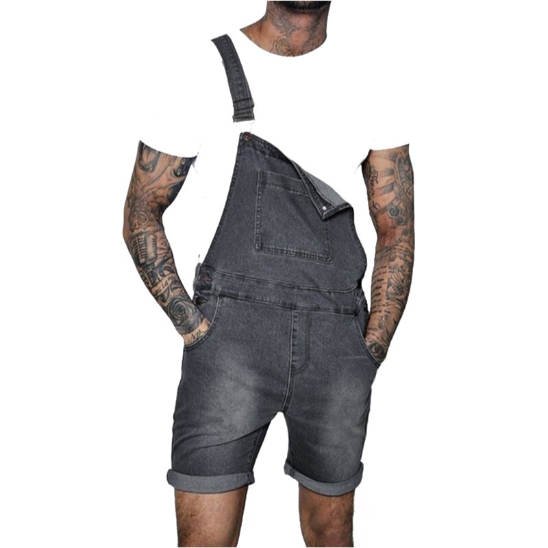 Pink denim overall shorts til mænd hip hop streetwear herre jeans overall shorts plus størrelse korte jean jumpsuits