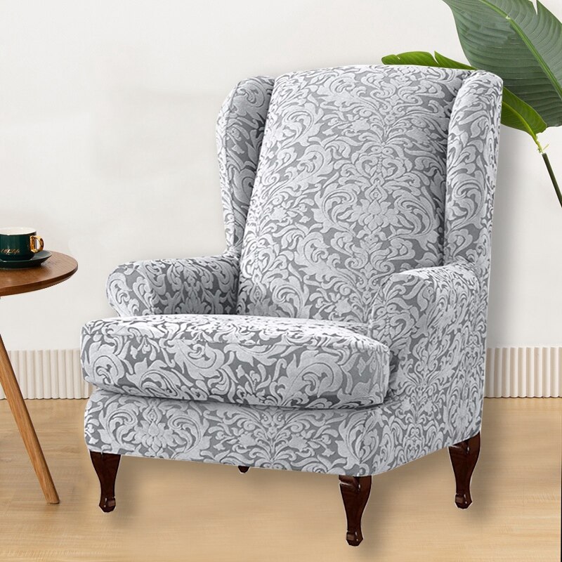 2 Stks/set Elastische Wing Back Stoel Cover Jacquard Bloemen Fauteuil Hoes Wingback Stoel Cover Sofa Hoes Funiture Protector: S4 Wing Chair Cover