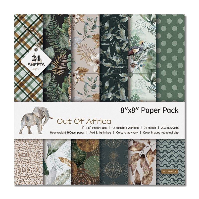 8 &#39;&#39;24 Stks/partij Olifant Retro Materiaal Achtergrond Papers Diy 20X20Cm Scrapbooking Album Dagboek Decoratief Papier