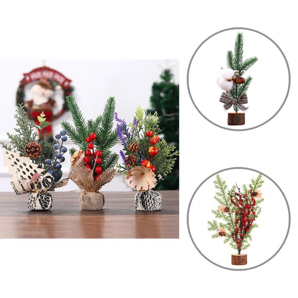 Delicate Wood Simulation Artificial Table Top Christmas Tree for Office