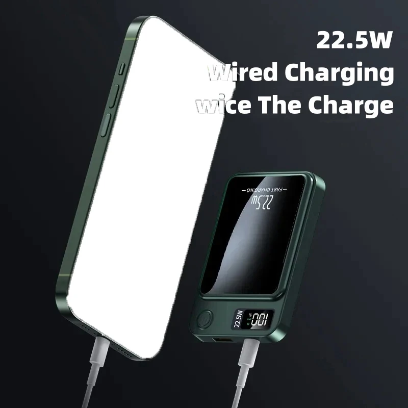 22,5 W magnetische powerbank Draadloos snel opladen Draagbare oplader Externe extra reservebatterij voor iPhone Magsafe Powerbank