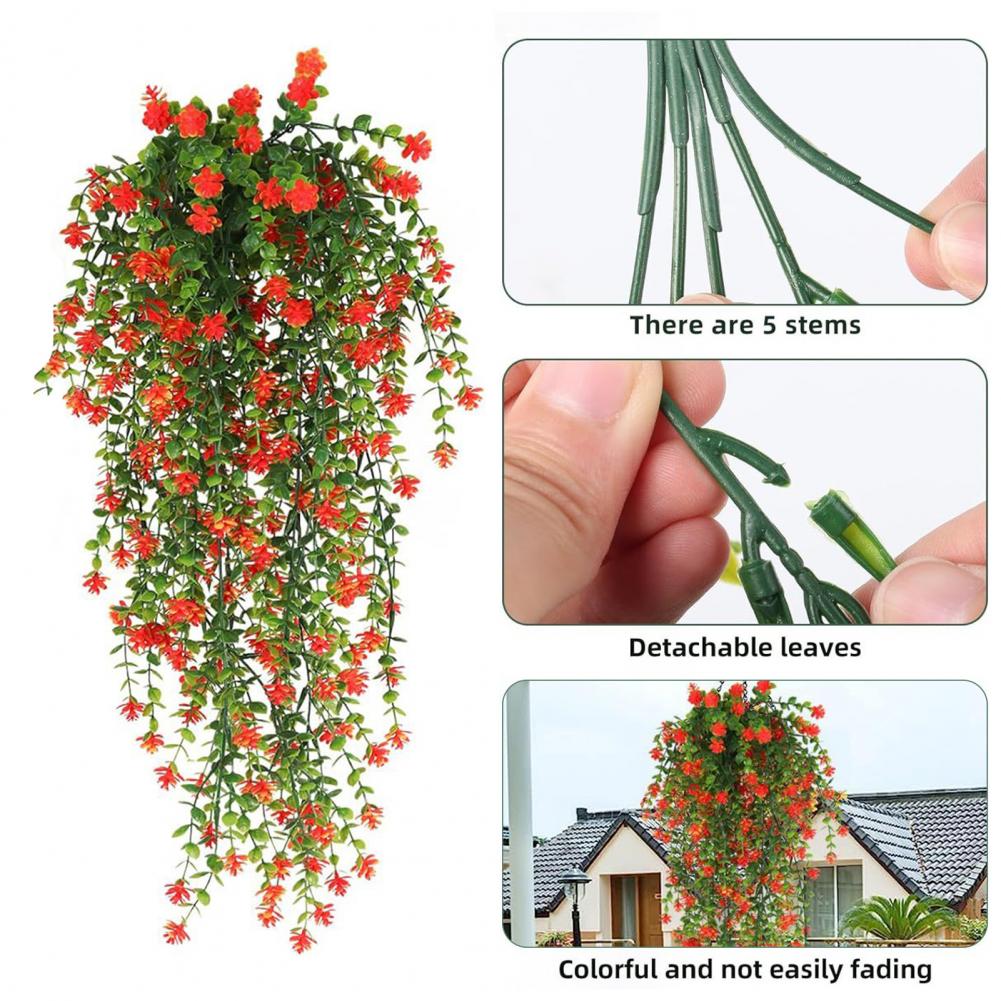 Hängende künstliche Blumenrebe, künstliche Hängeblumen, realistische künstliche Eukalyptus-Blumengirlande für Zuhause, Hochzeit, für Höhle Innenbereich