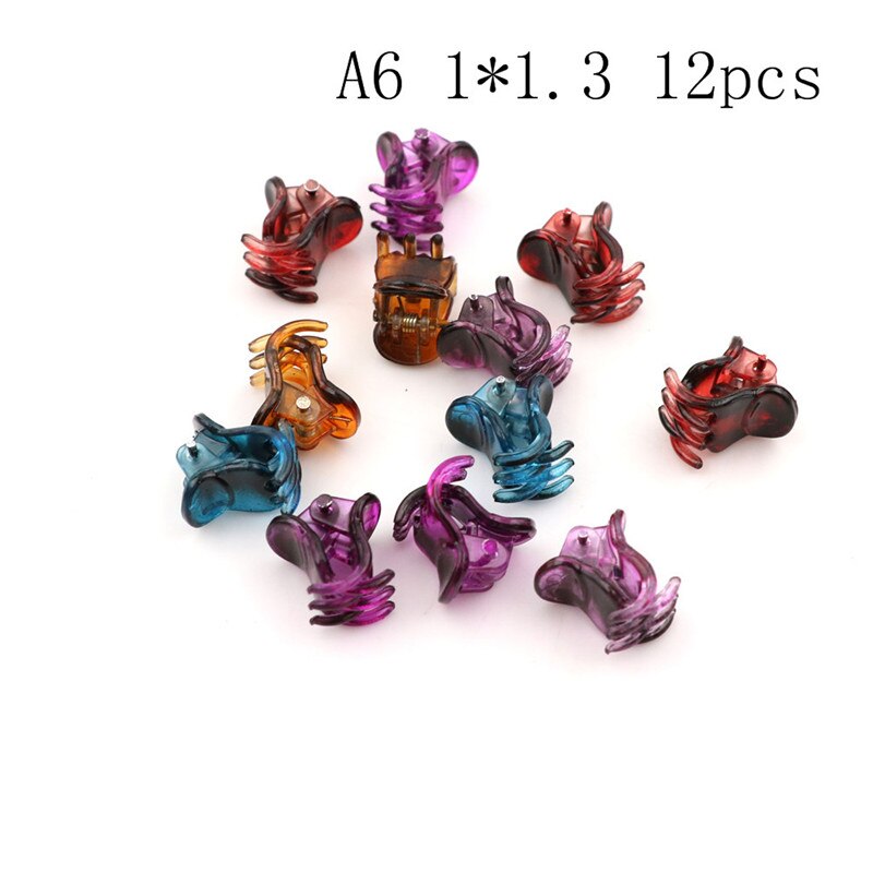 12pcs/set Plastic Mini Hairpin Hair Clip Clamp For Girls Hair Claw Clips For Kids Simple Hair Ornament: A6