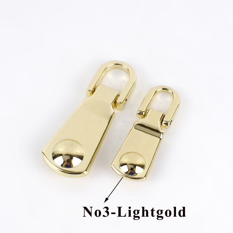 10pcs 3# 5# Metal Zipper Pullers Jacket Coat Zip Repair Kits Zipper Pull For Zipper Sliders DIY Sewing Crafts: No3-Lightgold