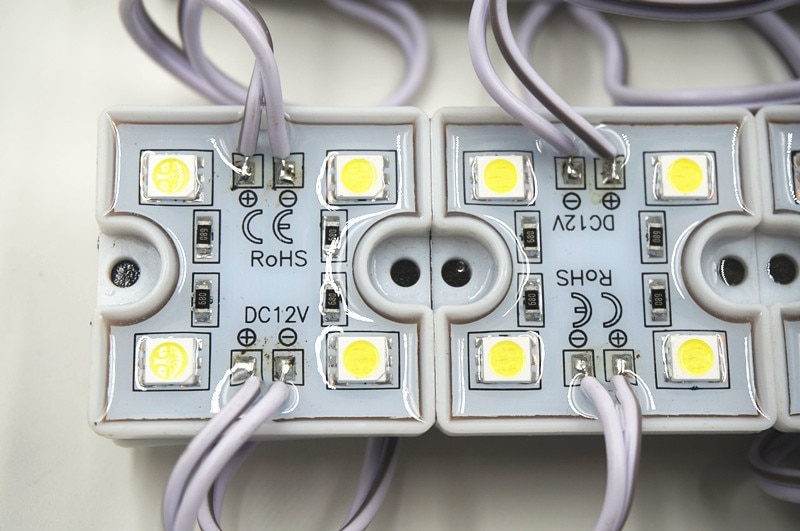 Led 5050 4 led modul 12v super lysere firkantede led moduler belysning ,20 stk/lot vanntett