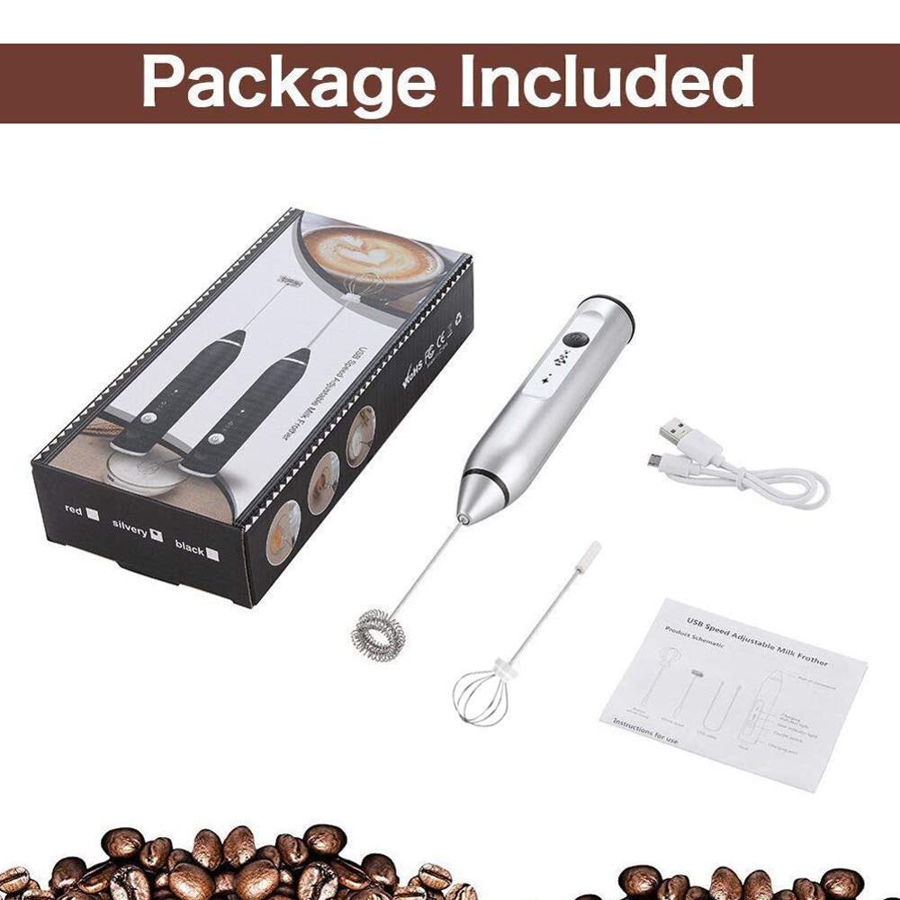 YAJIAO, USB, 3 velocidades, Espumador eléctrico para leche, mezclador de bebidas duradero para café, recargable con 2 batidores para espuma manual, Latte