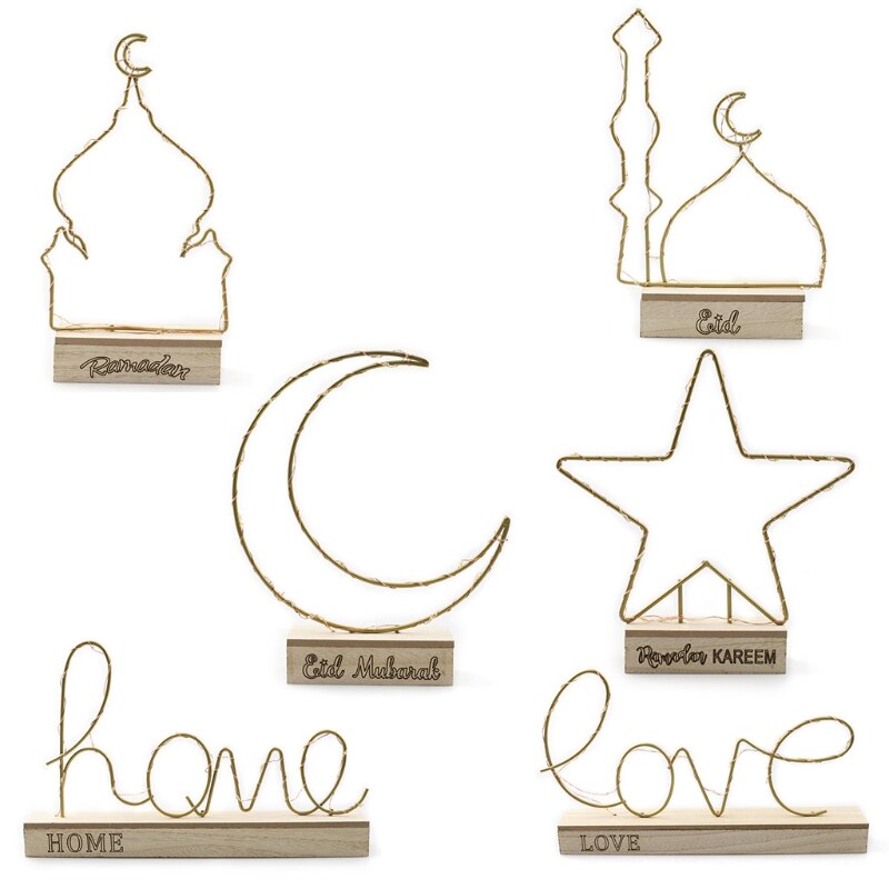Eid Mubarak Nachtlampje Moon Star Thuis Liefde Ramadan Led Verlichting Ornamenten Moslim 57BB