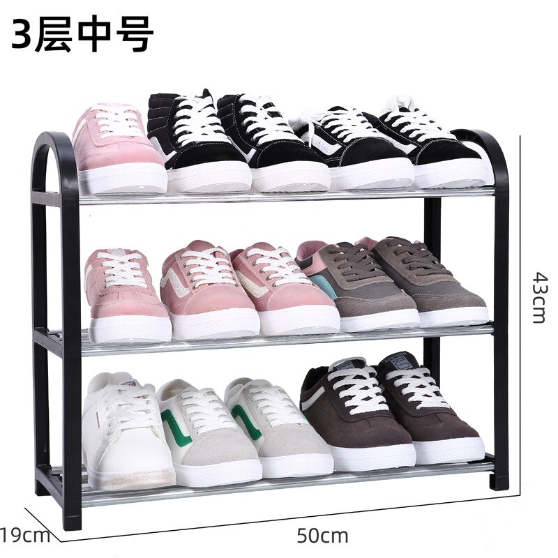 Multi-layer Shoe Rack Aluminum Metal Standing Shoe Rack 3/4/5 Layer Shoes Storage Shelf Home Living Room Organizer Accessories: 3 Tier M