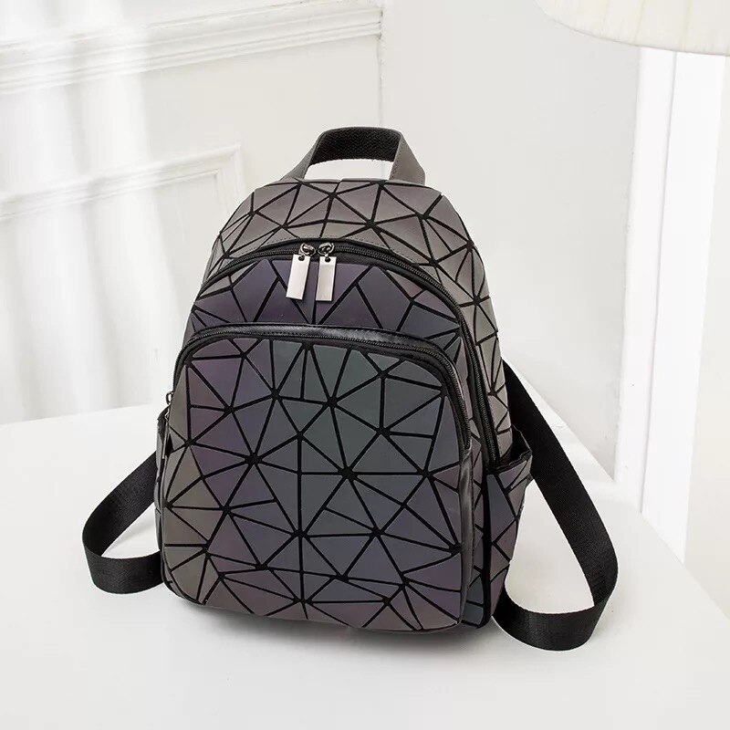 Holographic Luminous Rhombus Geometric Bag Cool Colorful Portable Diagonal Backpack: Style A