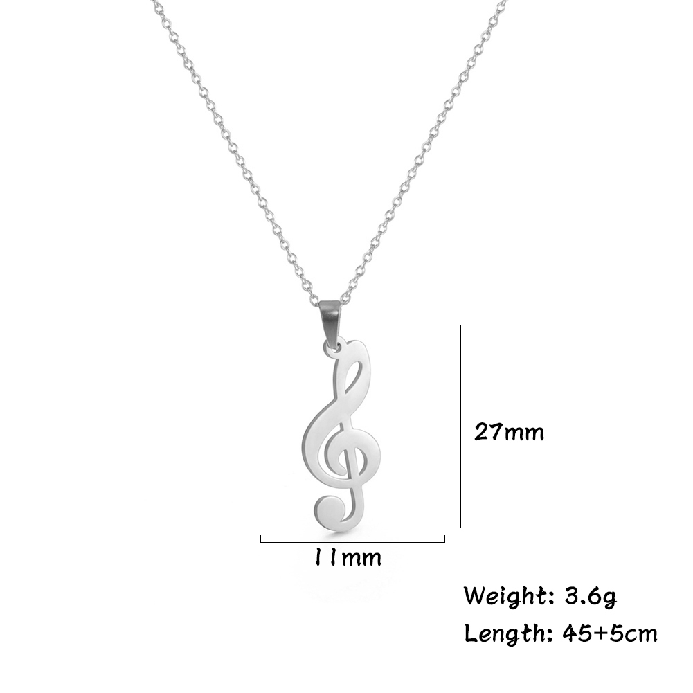 Lucktune Muzieknoot Hart Van Treble Sleutel Hanger Ketting Voor Vrouwen Rvs Liefde Muzikale Symbool Ketting Ketting Sieraden: Silver Plated