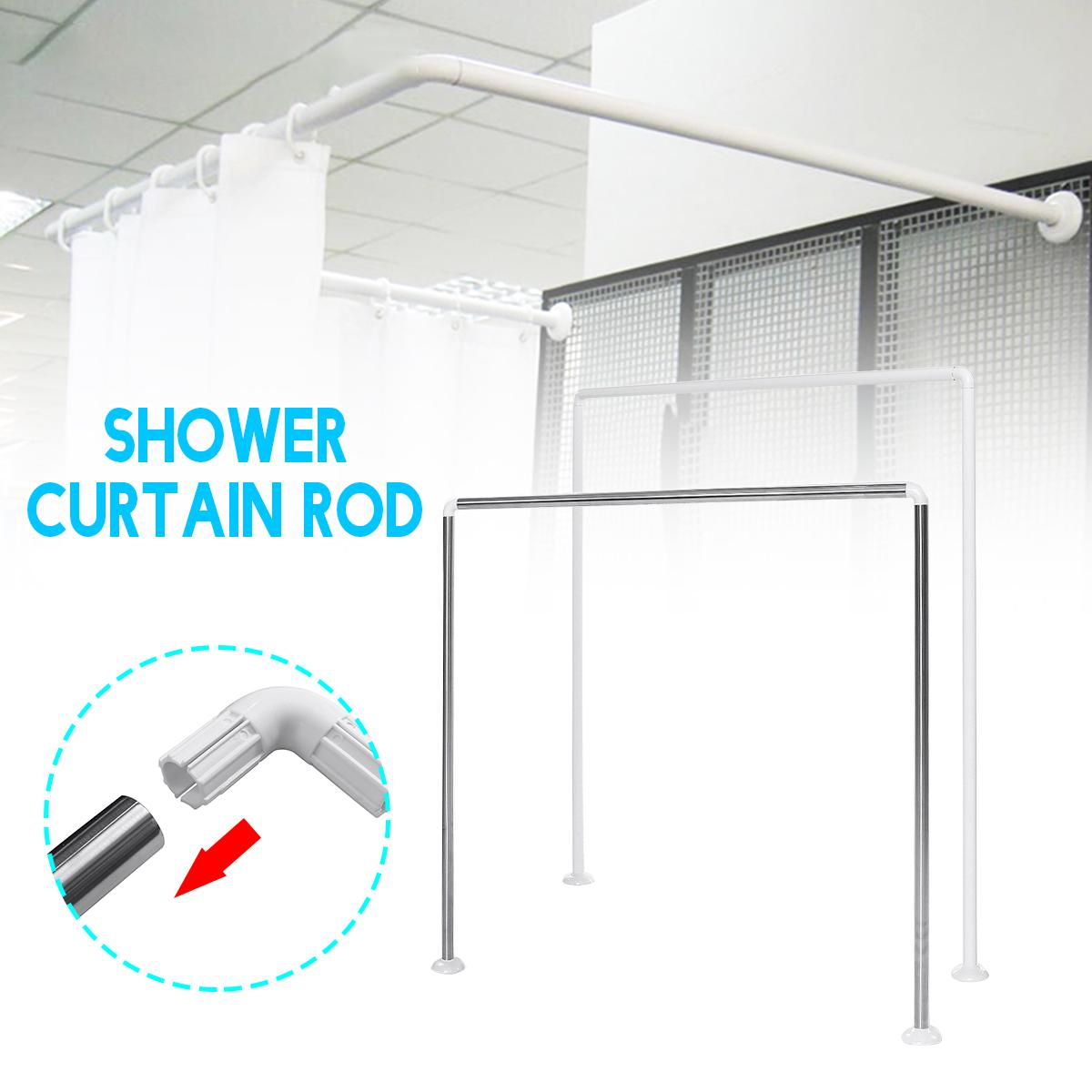 90*90*90cm U Shape Bathroom Shower Curtain Rods Stainless Steel/Aluminum Alloy Adjustable Bathroom Curtain Pole Bar Rail Rod