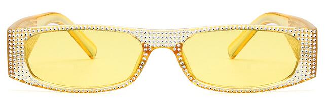 Gafas de sol cuadradas de diamante para mujer, anteojos de sol femeninos de , de tamaño pequeño, de cristal, con degradado, con UV400,: clear yellow