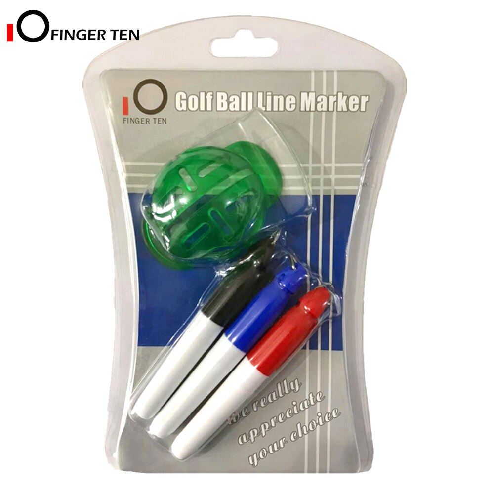 Durable Plastic Golf Ball Liner Marker Template Drawing Marking Spot Liner Alignment Putting Tool with 3 Marker Pens: Green