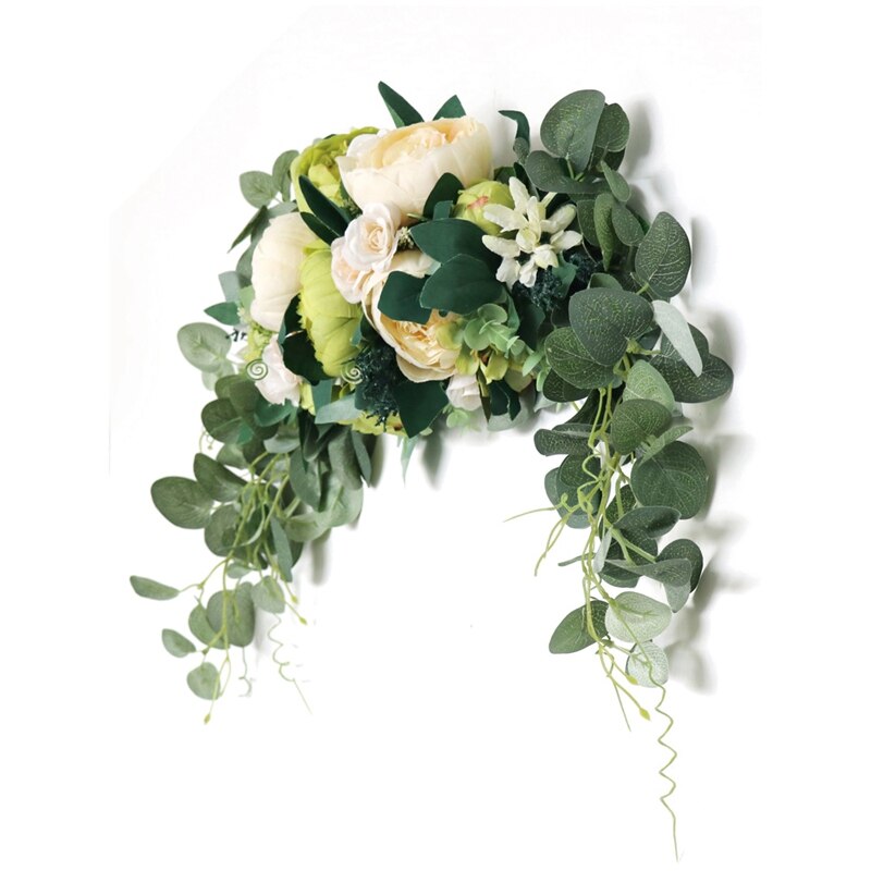 Kunstmatige Pioen Bloem Swag, Eucalyptus Krans Voor Deur Wedding Party Spiegel Tafelblad Stoel Thuis Decoratie