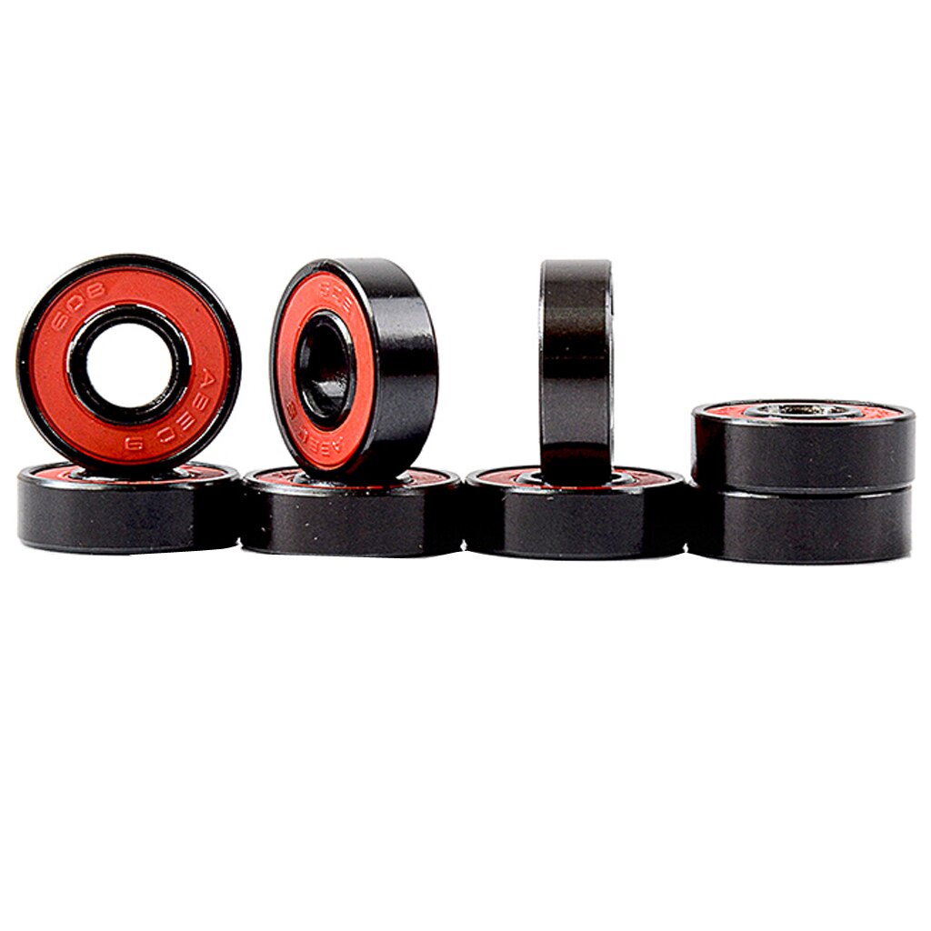 Magideal 8 pack abec -9 608 skateboard lejer skating longboard skates ringhjul kuglelejer rød sort 22mm