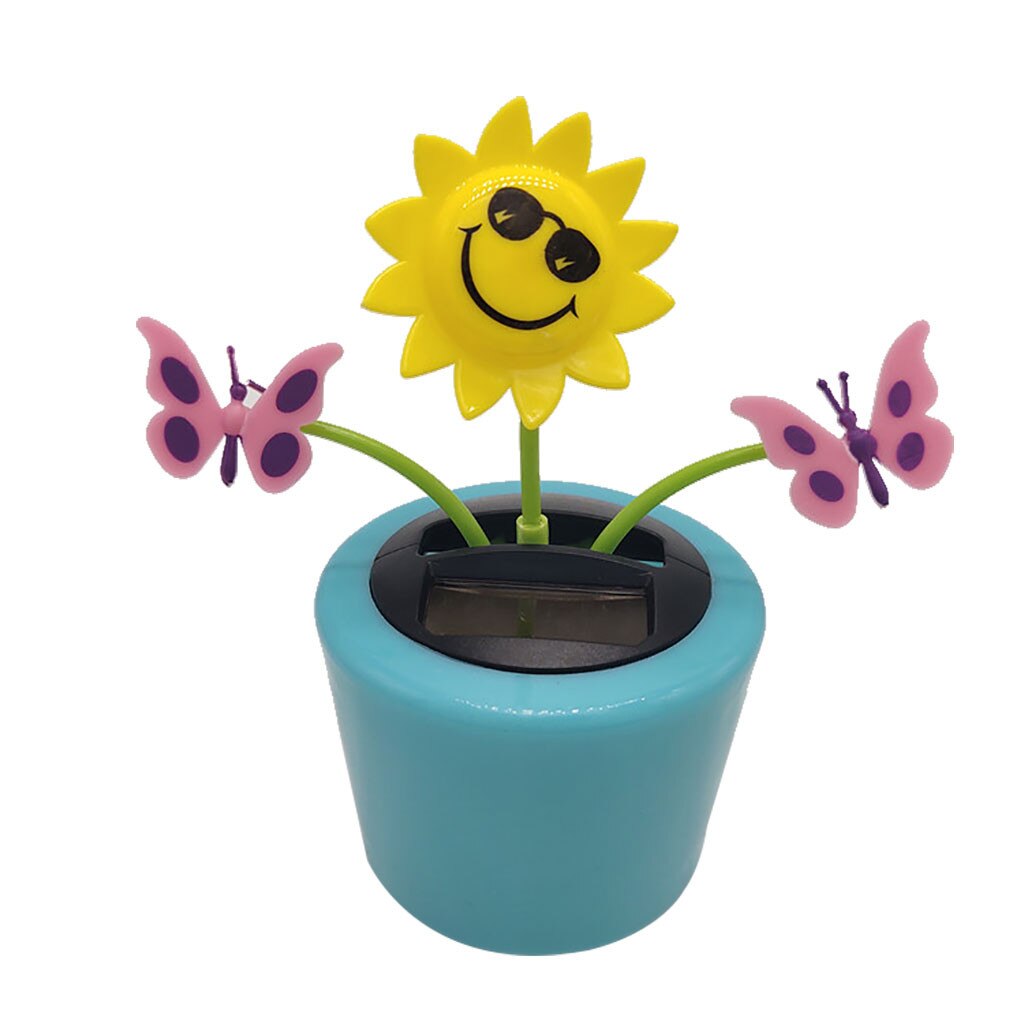 Solar Powered Insect Flower Sunflower Dancing Swing Doll Flip Flap Toy Home Decor Car Ornament Flowerpot Figure